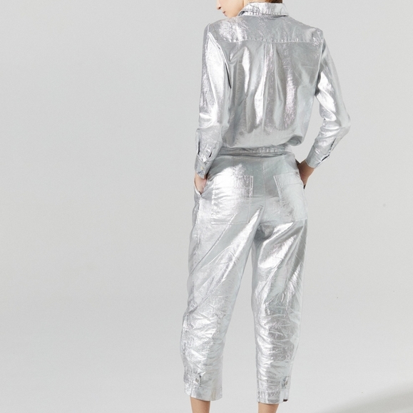 San Marino Metallic Linen Shirt - New Silver - Picture 6 of 8